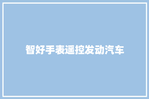 智好手表遥控发动汽车