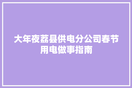 大年夜荔县供电分公司春节用电做事指南