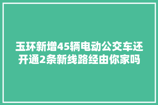 玉环新增45辆电动公交车还开通2条新线路经由你家吗