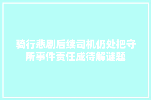 骑行悲剧后续司机仍处把守所事件责任成待解谜题