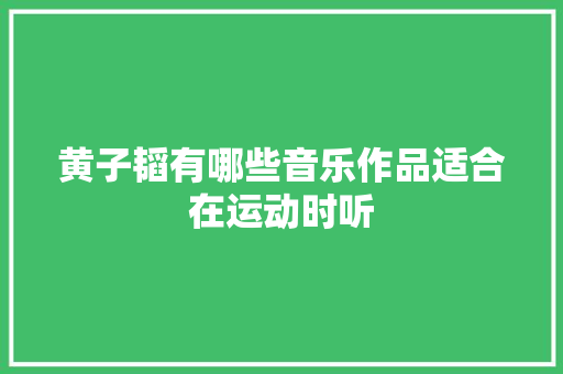 黄子韬有哪些音乐作品适合在运动时听