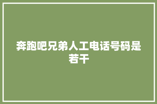 奔跑吧兄弟人工电话号码是若干