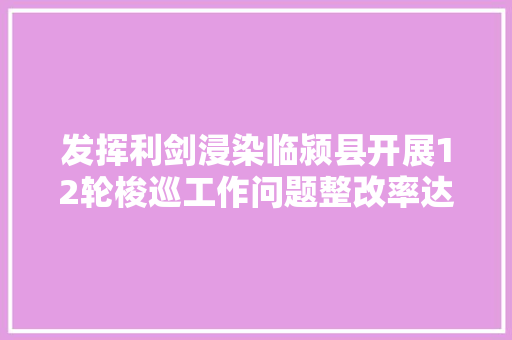 发挥利剑浸染临颍县开展12轮梭巡工作问题整改率达98