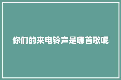 你们的来电铃声是哪首歌呢