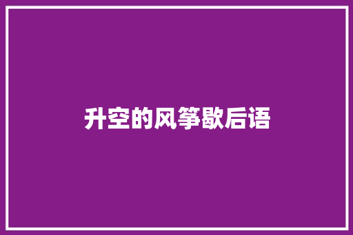 升空的风筝歇后语