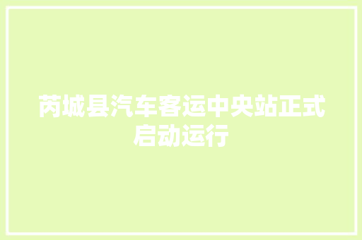芮城县汽车客运中央站正式启动运行