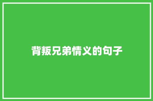 背叛兄弟情义的句子