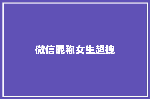 微信昵称女生超拽