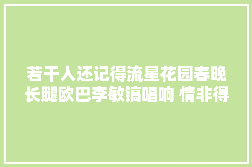 若干人还记得流星花园春晚长腿欧巴李敏镐唱响 情非得已