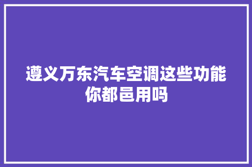 遵义万东汽车空调这些功能你都邑用吗
