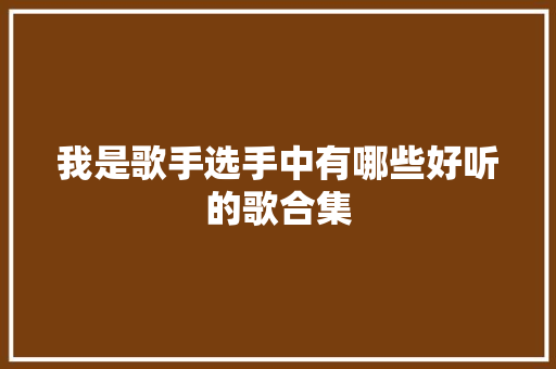 我是歌手选手中有哪些好听的歌合集