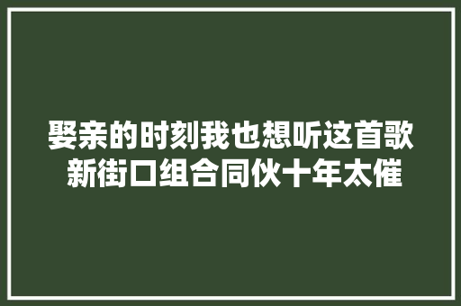娶亲的时刻我也想听这首歌 新街口组合同伙十年太催泪