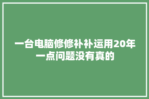 一台电脑修修补补运用20年一点问题没有真的