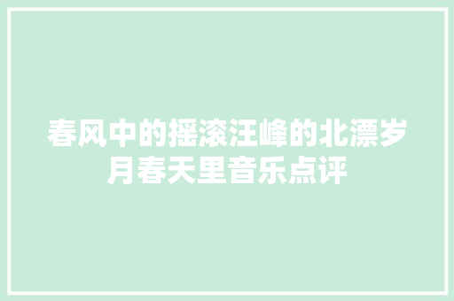 春风中的摇滚汪峰的北漂岁月春天里音乐点评