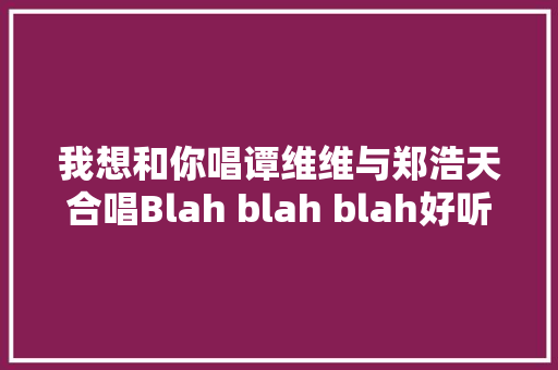 我想和你唱谭维维与郑浩天合唱Blah blah blah好听至极