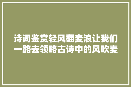 诗词鉴赏轻风翻麦浪让我们一路去领略古诗中的风吹麦浪