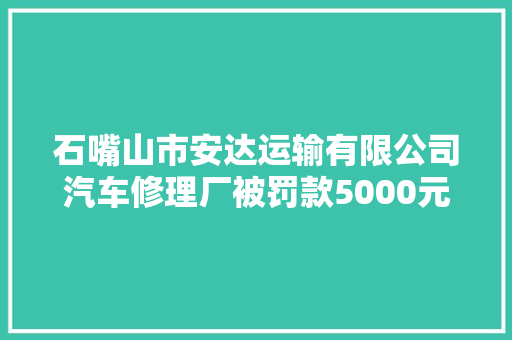 石嘴山市安达运输有限公司汽车修理厂被罚款5000元