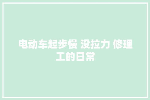 电动车起步慢 没拉力 修理工的日常