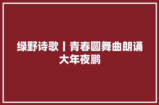 绿野诗歌丨青春圆舞曲朗诵大年夜鹏