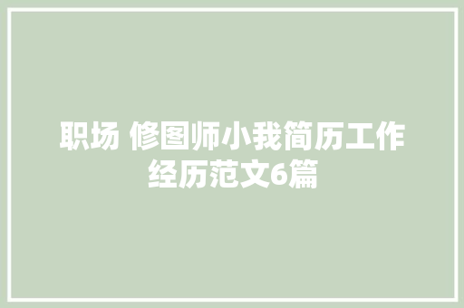 职场 修图师小我简历工作经历范文6篇