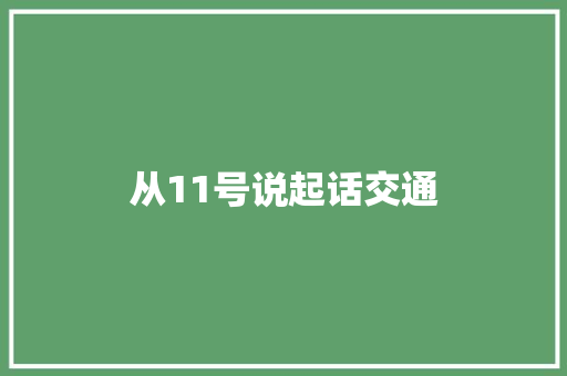 从11号说起话交通