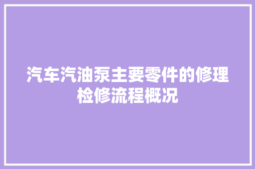 汽车汽油泵主要零件的修理检修流程概况