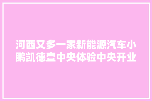 河西又多一家新能源汽车小鹏凯德壹中央体验中央开业