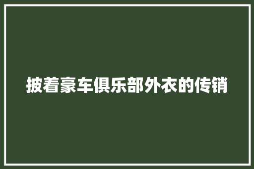 披着豪车俱乐部外衣的传销