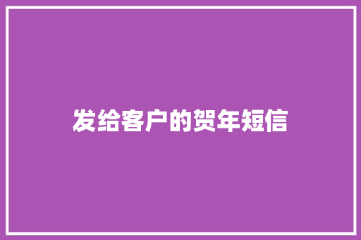 发给客户的贺年短信
