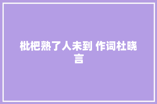 枇杷熟了人未到 作词杜晓言