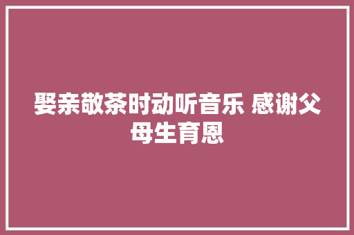 娶亲敬茶时动听音乐 感谢父母生育恩