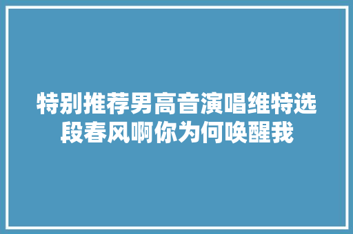 特别推荐男高音演唱维特选段春风啊你为何唤醒我