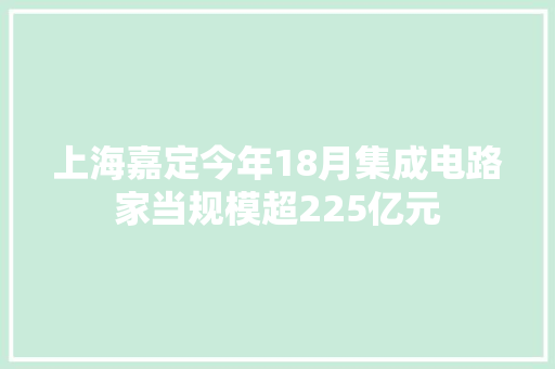 上海嘉定今年18月集成电路家当规模超225亿元