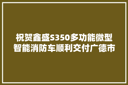 祝贺鑫盛S350多功能微型智能消防车顺利交付广德市应急治理局