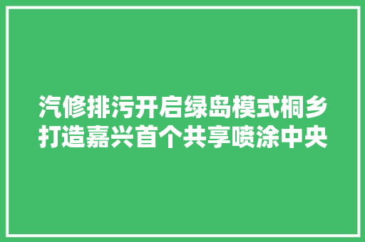 汽修排污开启绿岛模式桐乡打造嘉兴首个共享喷涂中央