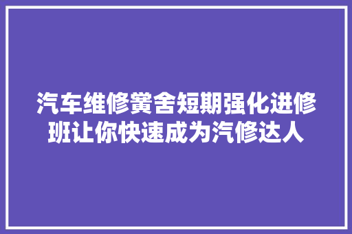 汽车维修黉舍短期强化进修班让你快速成为汽修达人