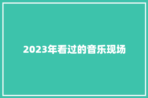 2023年看过的音乐现场