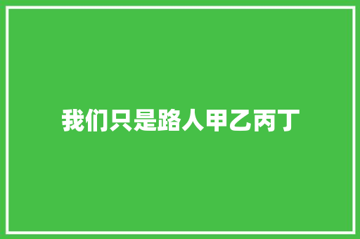 我们只是路人甲乙丙丁