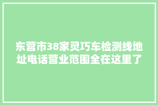 东营市38家灵巧车检测线地址电话营业范围全在这里了
