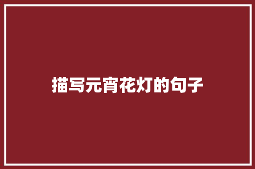 描写元宵花灯的句子