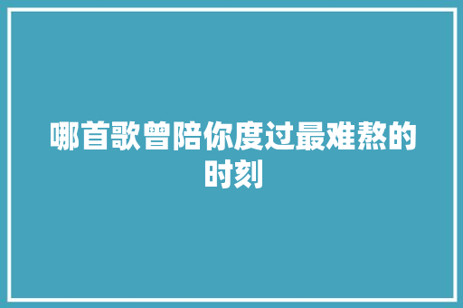 哪首歌曾陪你度过最难熬的时刻