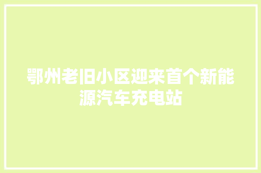 鄂州老旧小区迎来首个新能源汽车充电站