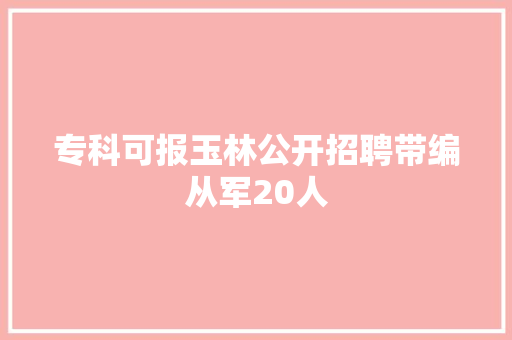 专科可报玉林公开招聘带编从军20人