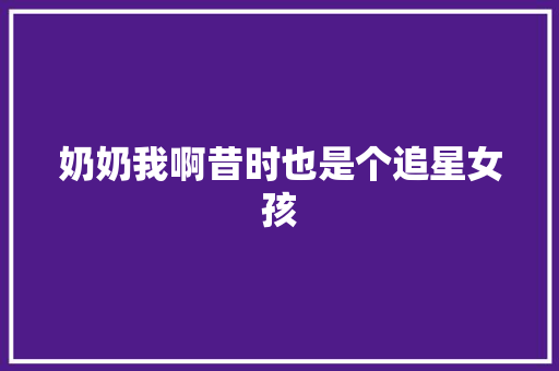 奶奶我啊昔时也是个追星女孩