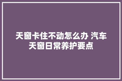 天窗卡住不动怎么办 汽车天窗日常养护要点