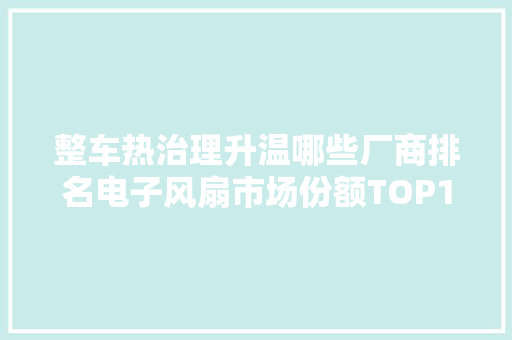 整车热治理升温哪些厂商排名电子风扇市场份额TOP10