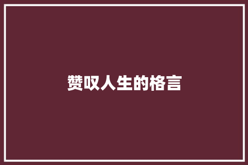 赞叹人生的格言