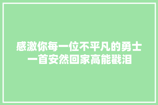 感激你每一位不平凡的勇士一首安然回家高能戳泪