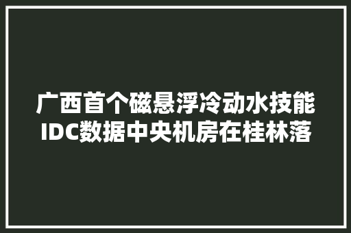 广西首个磁悬浮冷动水技能IDC数据中央机房在桂林落成