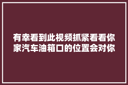 有幸看到此视频抓紧看看你家汽车油箱口的位置会对你帮